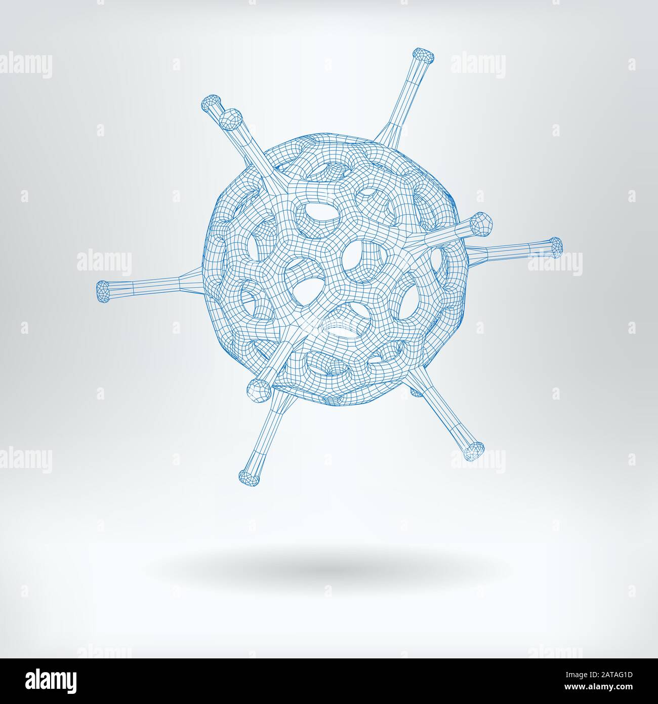 Vector 3d Mesh Nanosphere, Virus O Protozoa, Germ Cell Concept Design - Imagen De Biología Científica Ilustración del Vector