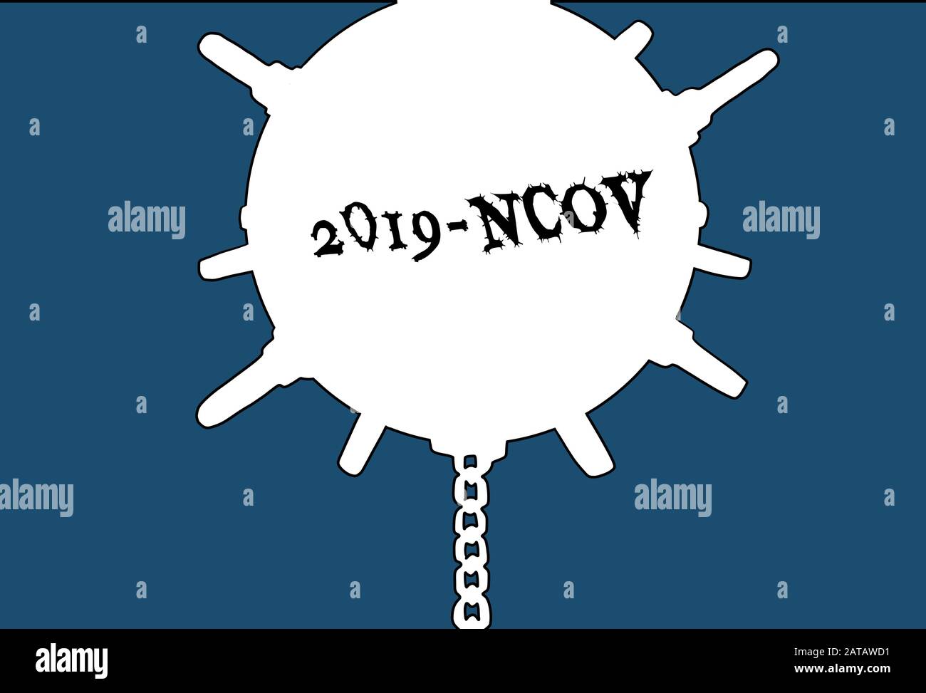 Virus como una mina naval. Nuevo Wuhan coronavirus 2019-nCoV brote epidémico Ilustración del Vector