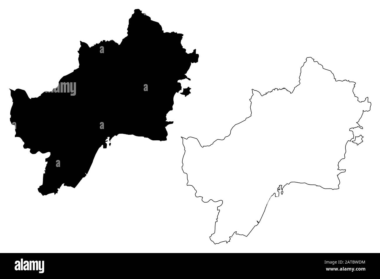 Ciudad de Málaga (Reino de España, Andalucía) mapa vector ilustración, dibujo garabateado Ciudad de Málaga mapa Ilustración del Vector