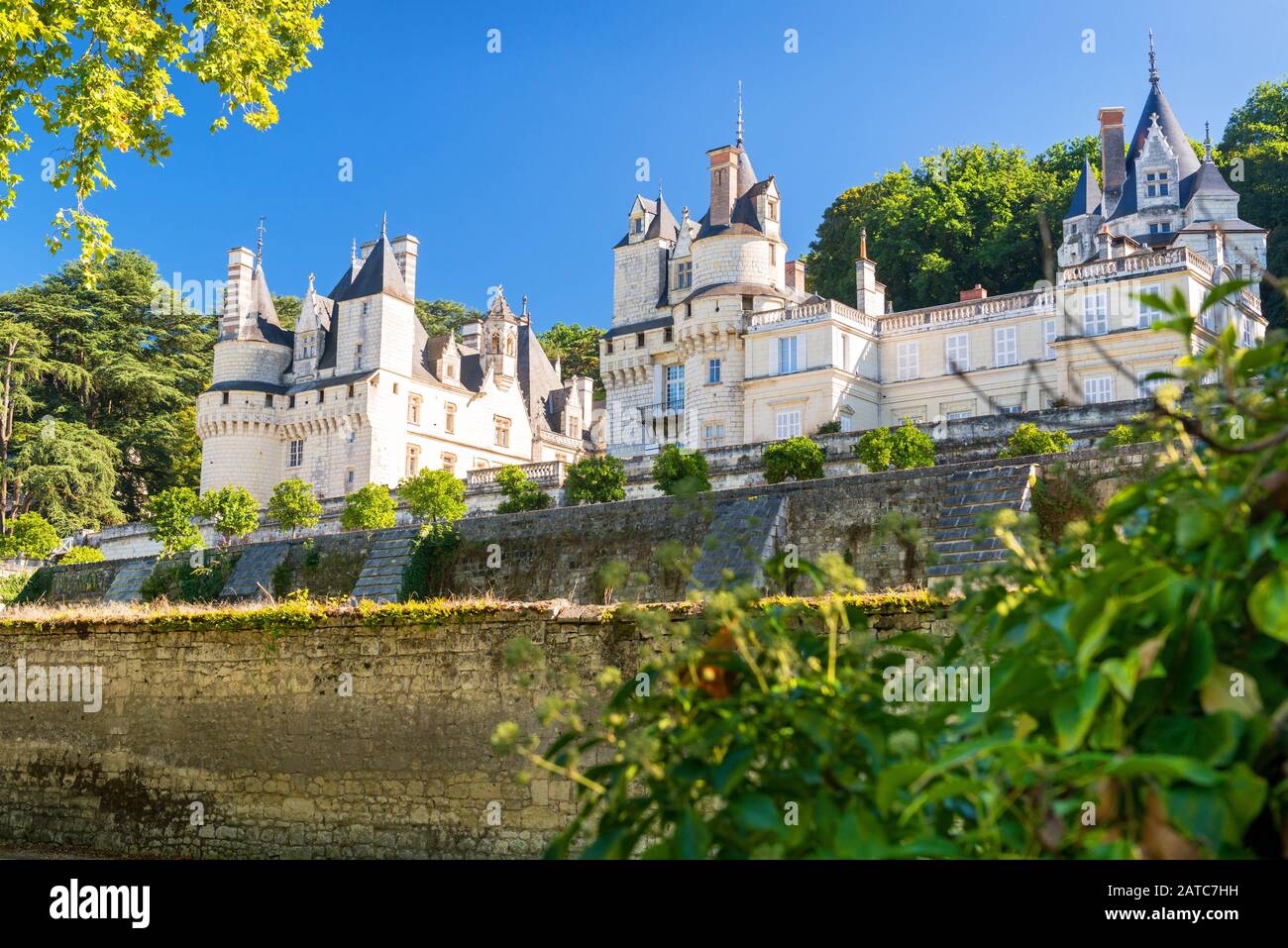 El castillo de Usse, Francia. Este castillo está situado en el valle del Loira y fue construido en el siglo 15. Foto de stock