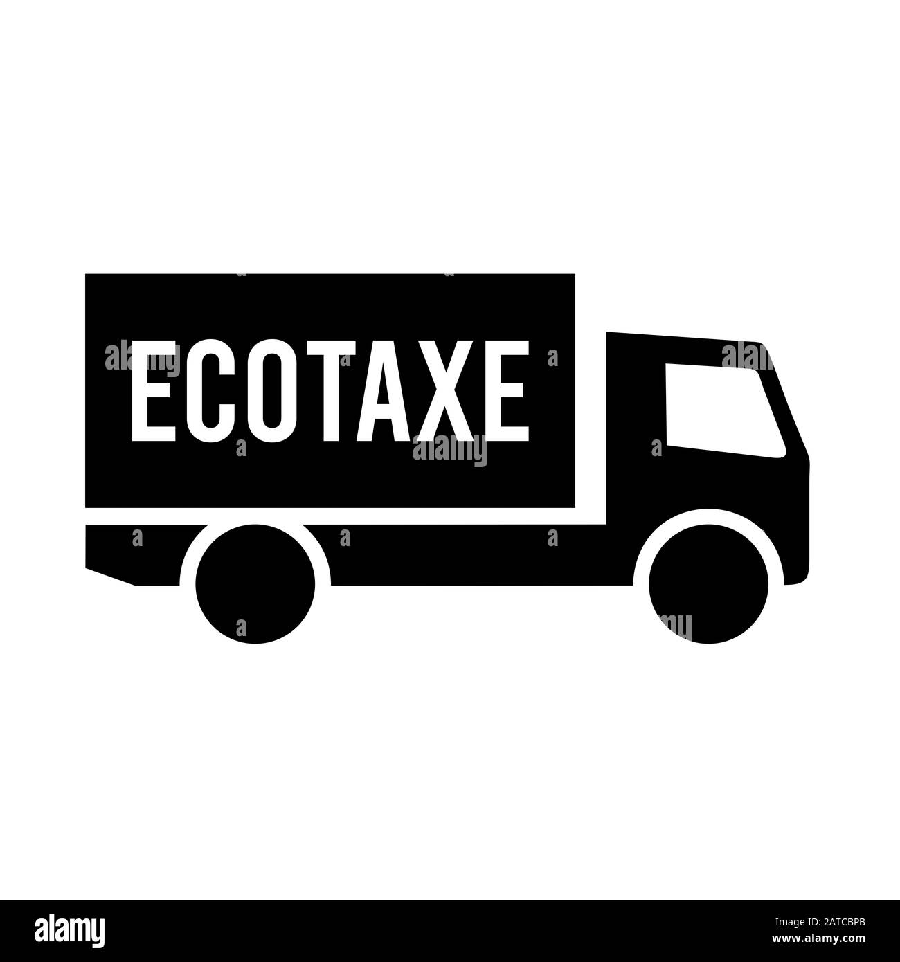 Camión con texto en francés ecotaxe corto para la fiscalidad ecológica