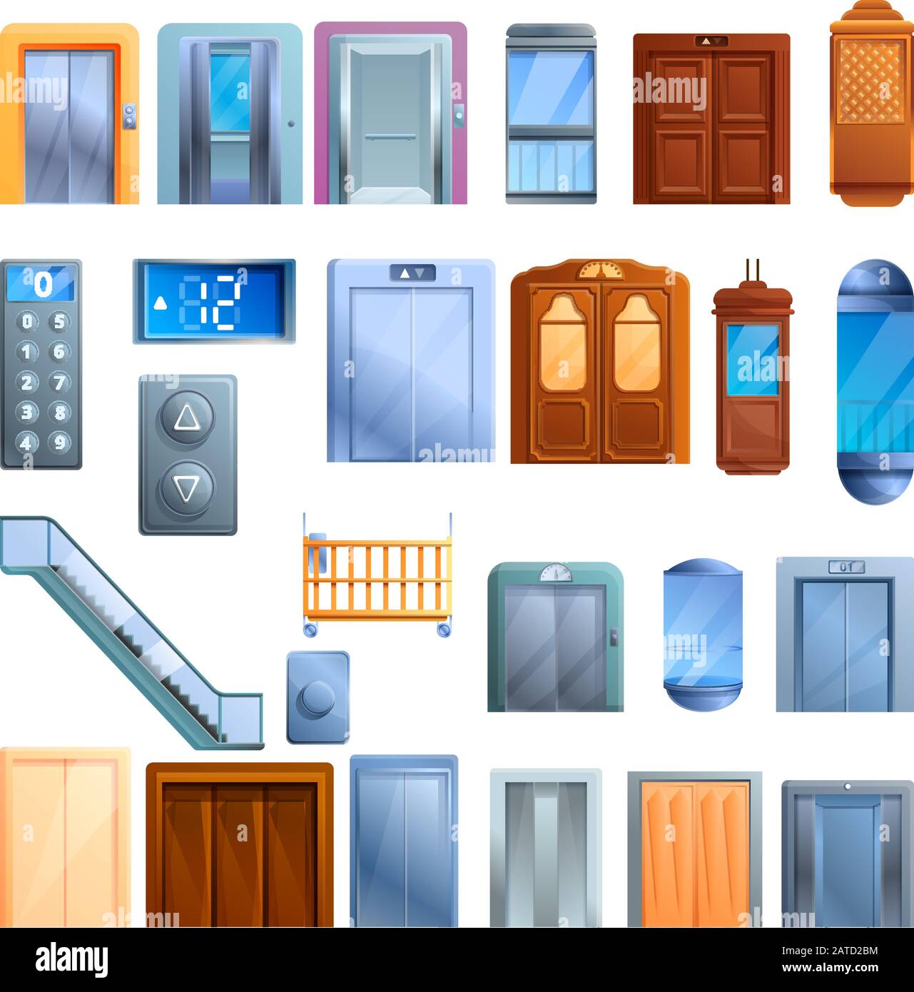 Conjunto de iconos del elevador. Juego de dibujos animados de los iconos de  vectores de ascensor para el diseño web Imagen Vector de stock - Alamy