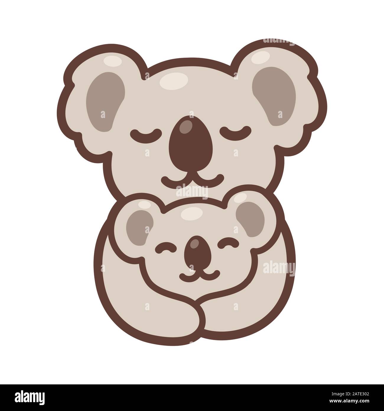 Lindo dibujo animado koala mamá abrazando baby cub, dulce koalas dibujo  familiar. Simple vector clip ilustración, kawaii mascota o logotipo Imagen  Vector de stock - Alamy
