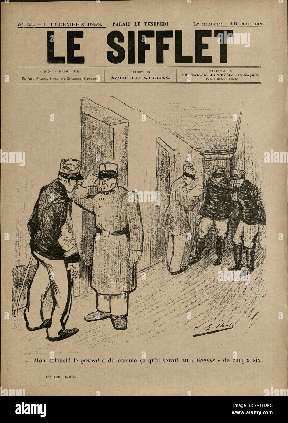 El caso Dreyfus 1894-1906 - Le Sifflet, 9 de diciembre de 1898 - Periódico Ilustrado francés Foto de stock