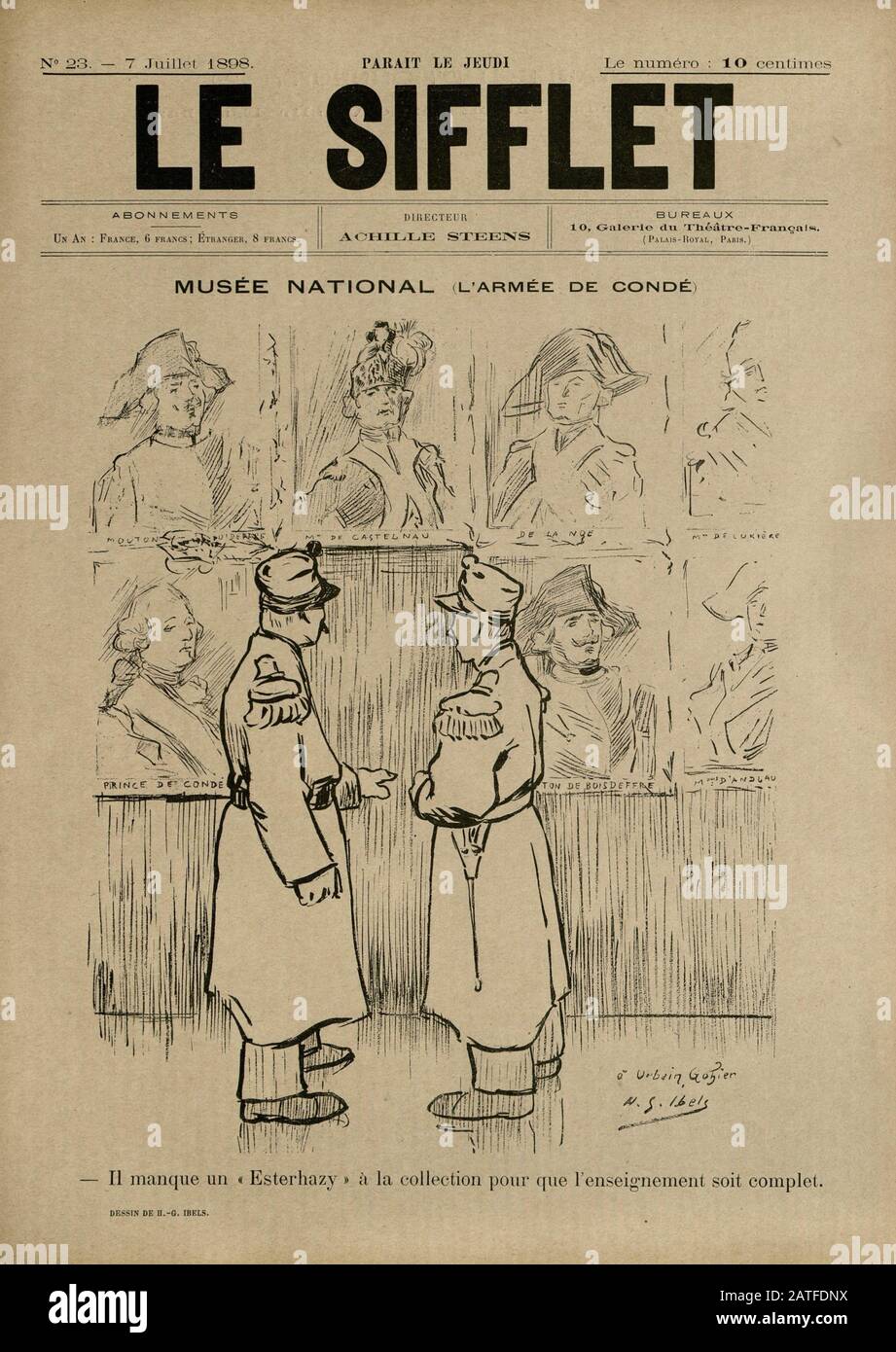 El caso Dreyfus 1894-1906 - Le Sifflet, 9 de julio de 1898 - diario ilustrado francés Foto de stock