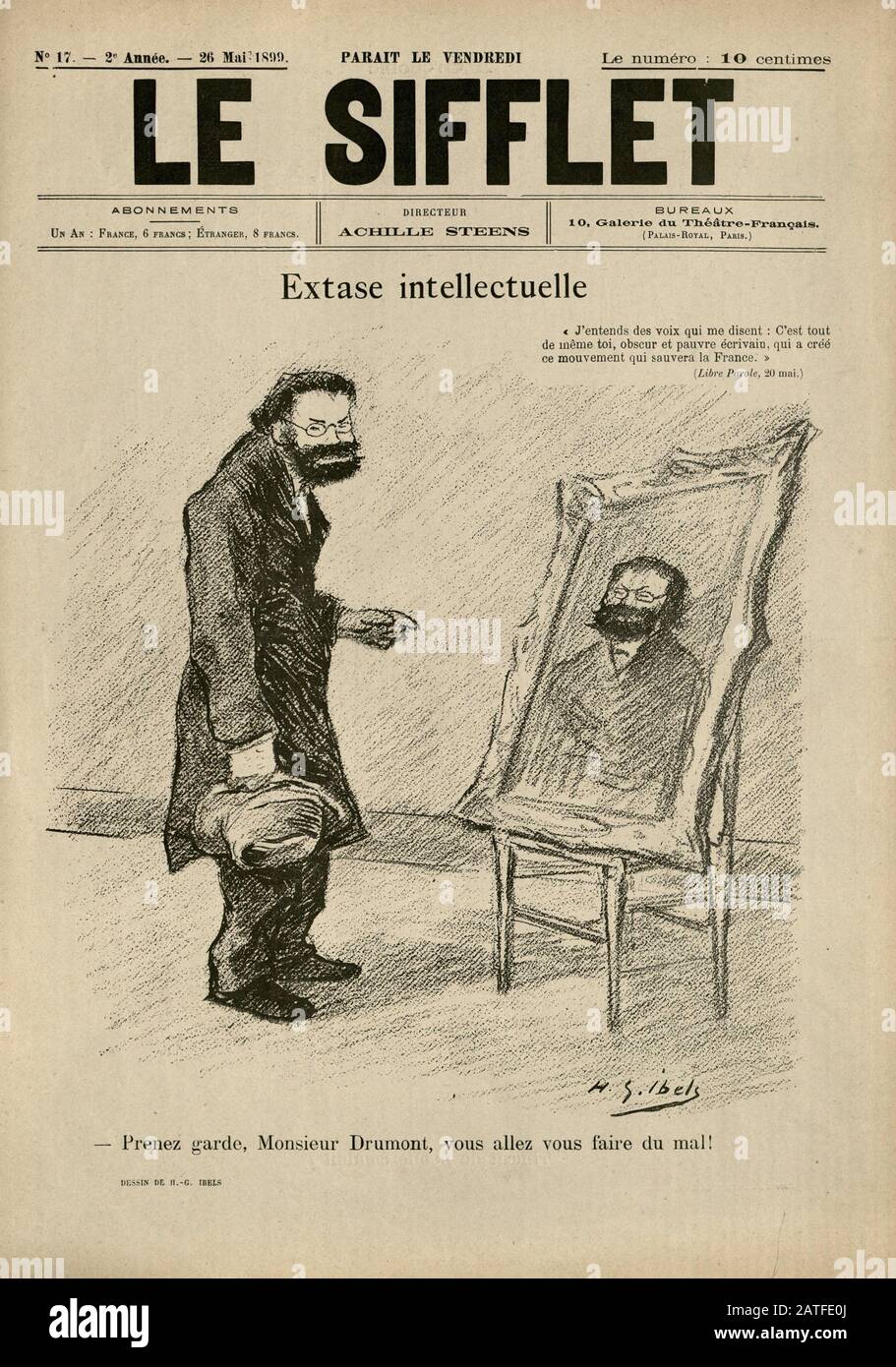 El caso Dreyfus 1894-1906 - Le Sifflet, Mayo 26, 1899 - Periódico Ilustrado francés Foto de stock