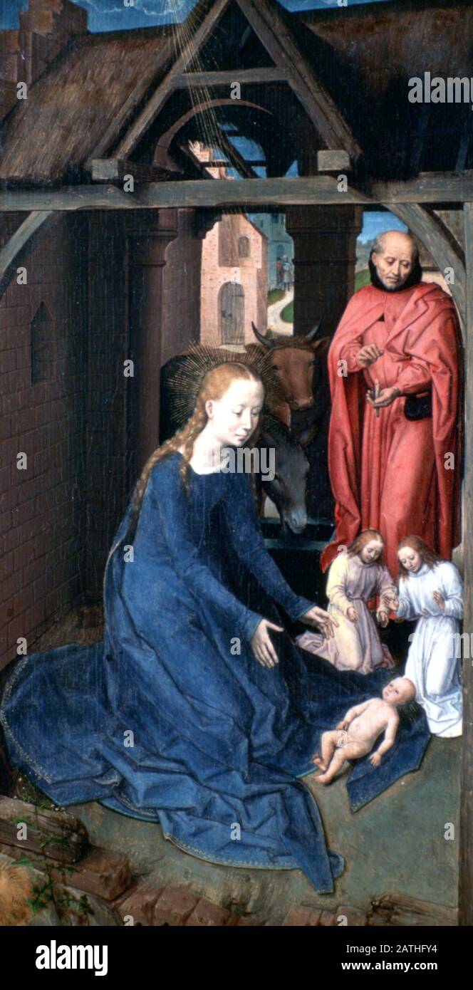 Tríptico De Jan Florain', Detalle, 1479. Situado en la colección de, Hospital Saint Jean, Brujas. Foto de stock