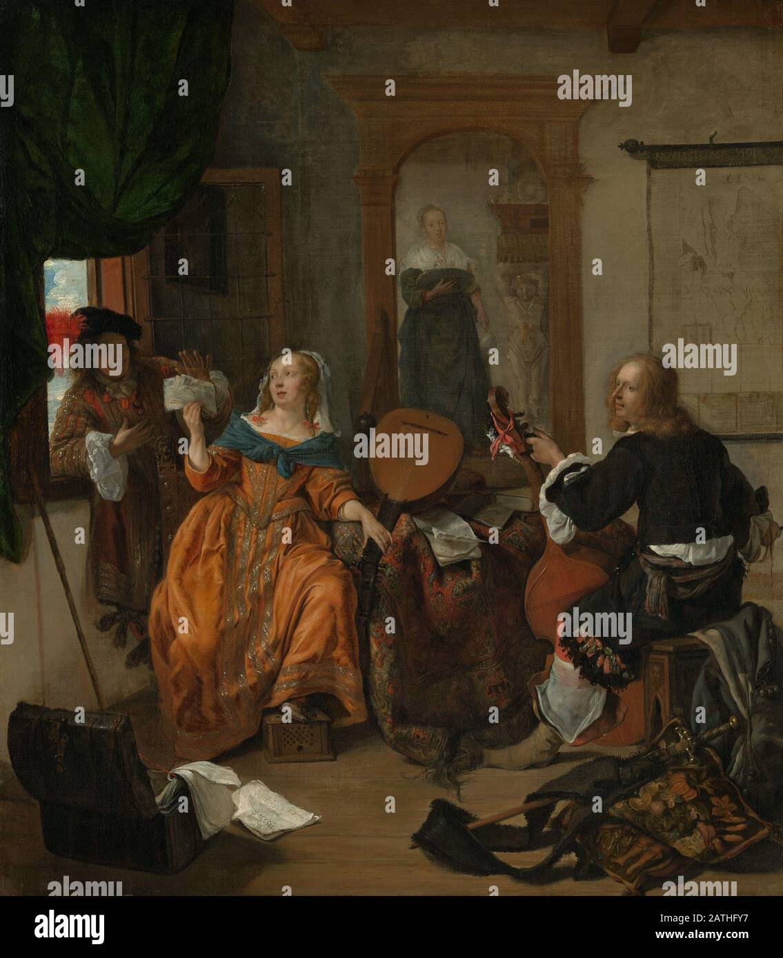 Gabriel Metsu Escuela holandesa una fiesta musical 1659 óleo sobre lienzo (62.2 x 54.3 cm) Nueva York, Museo Metropolitano de Arte Foto de stock