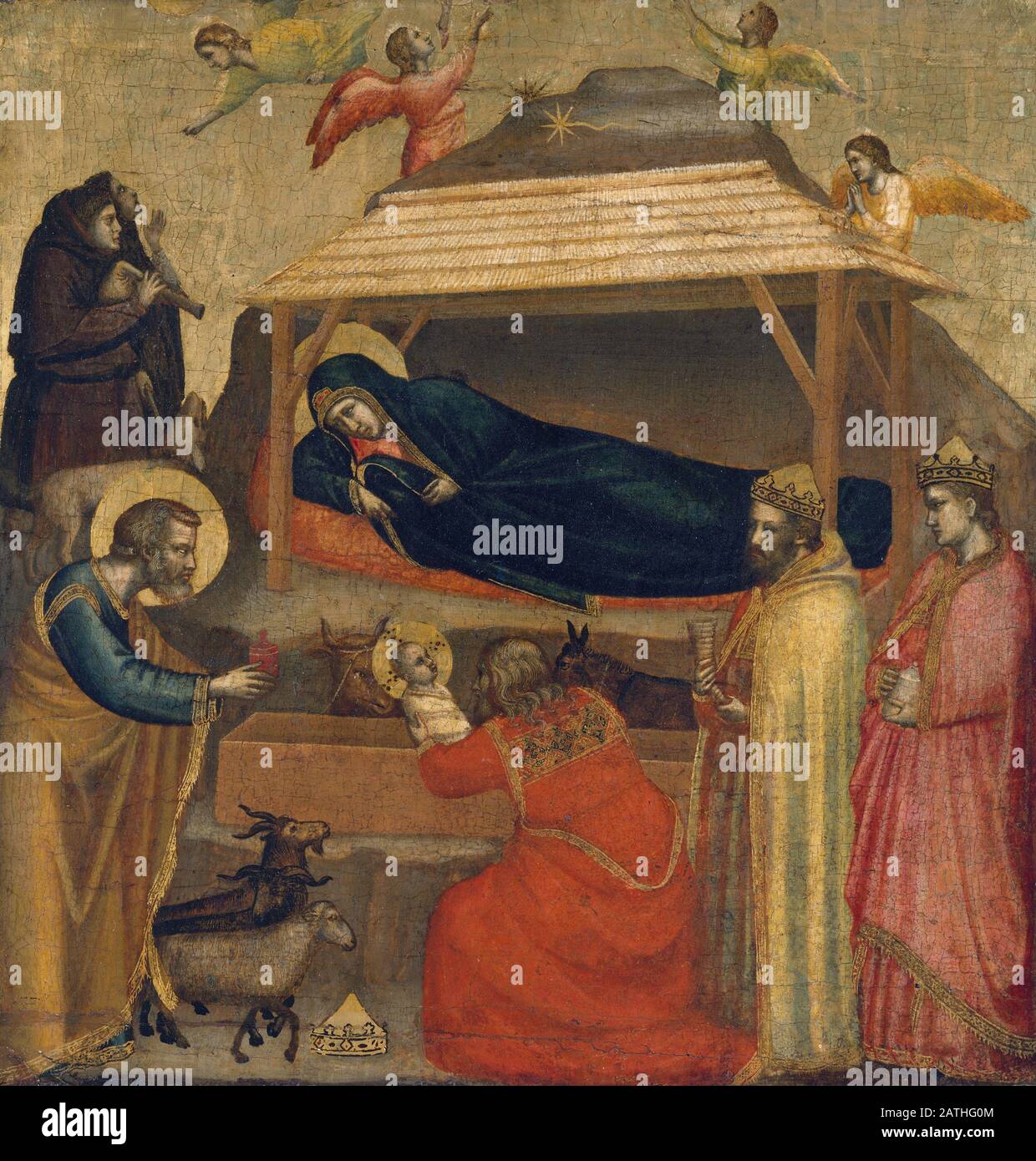 Giotto di Bondone escuela italiana la Adoración De los Magos posiblemente c.1320 Tempera sobre madera, oro (45.1 x 43.8 cm) Nueva York, Museo Metropolitano de Arte Foto de stock