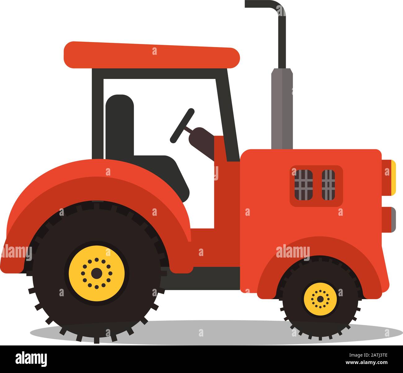 Ilustración del vector del tractor rojo de la agricultura.Diseño del