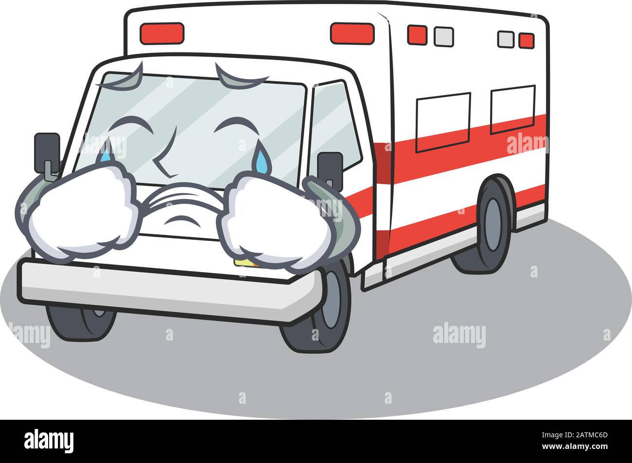 Triste de ambulancias dibujos animados con estilo mascota Imagen Vector de  stock - Alamy