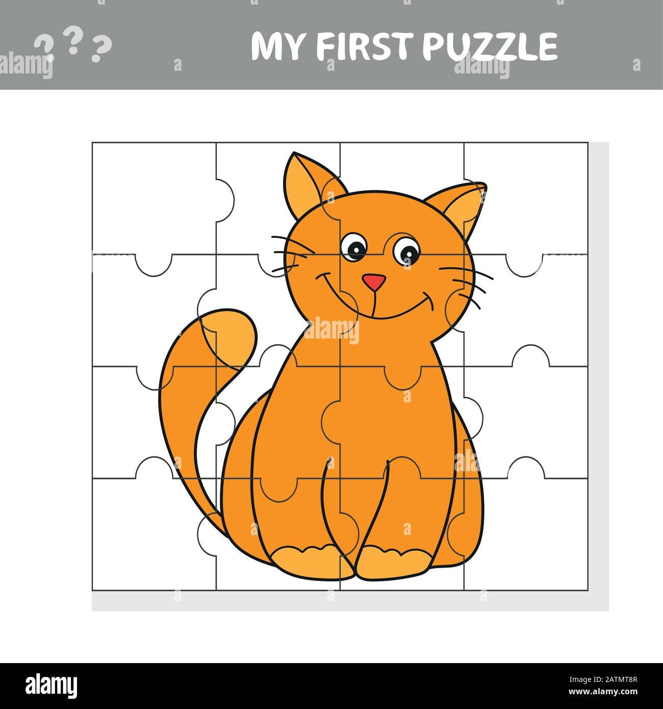 Mi primer rompecabezas. Lindo juego de rompecabezas. Vector ilustración del  juego de rompecabezas con feliz gato de dibujos animados para los niños  Imagen Vector de stock - Alamy