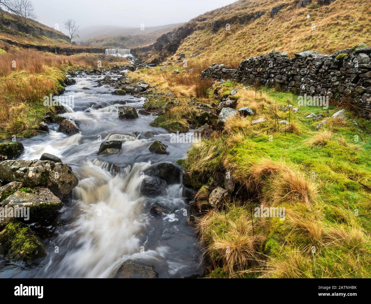 Cascadas En Force Gill Cerca Del Parque Nacional De Ribblehead Yorkshire Dales, Inglaterra Foto de stock