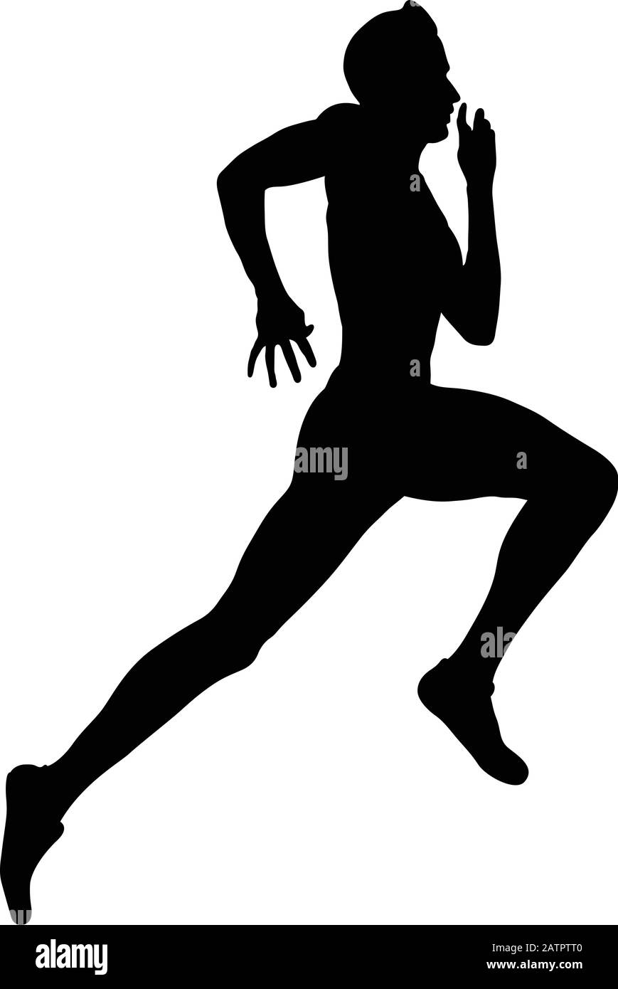 silueta negra de la pista de atletismo de atleta de sprinter para hombre Ilustración del Vector