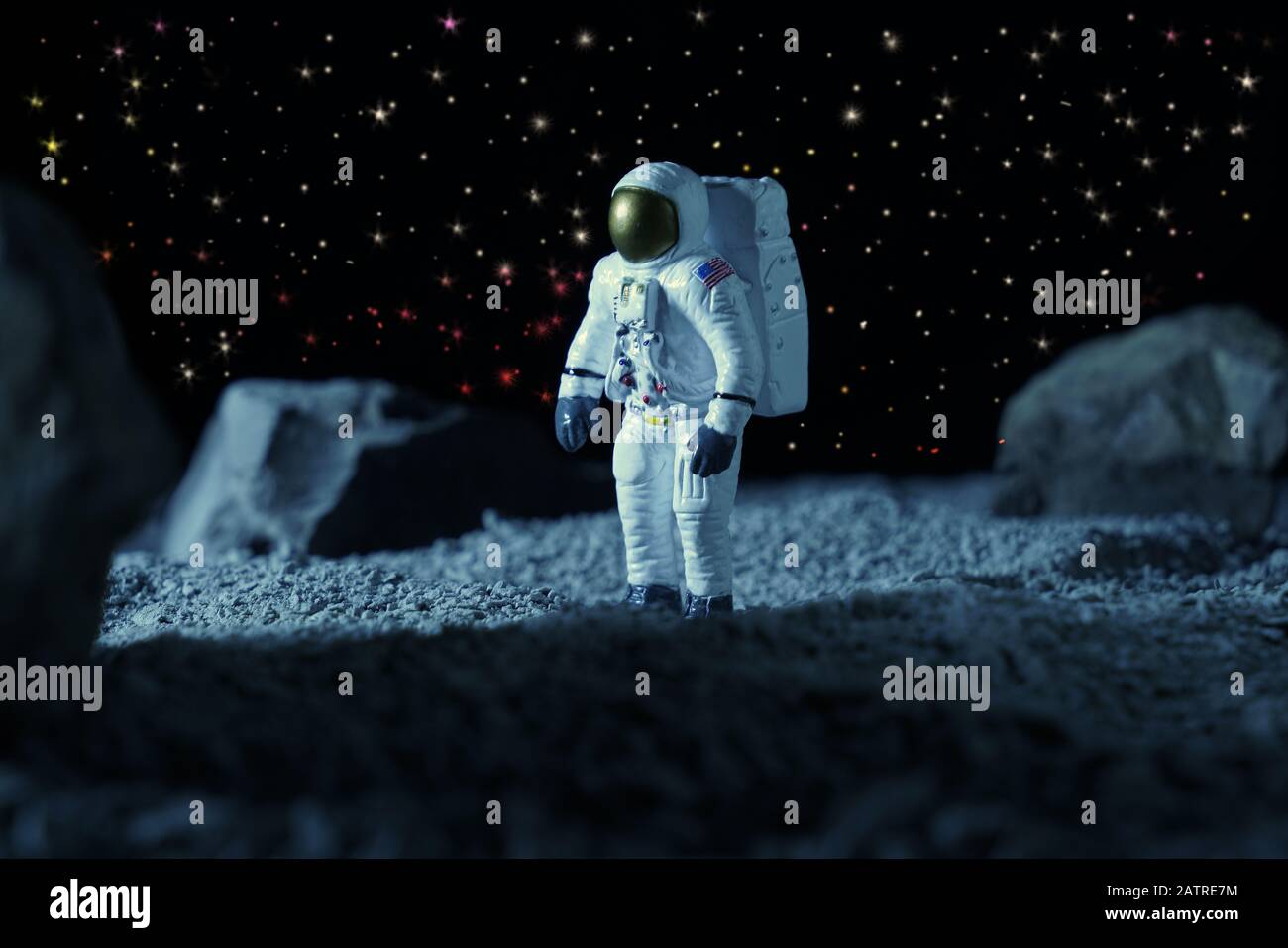 Montreal,Quebec,Canadá,Febrero 4,2020.Diorama de un astronauta en un nuevo planeta.Montreal,Quebec,Canadá.crédito:Mario Beauregard/Alamy News Foto de stock