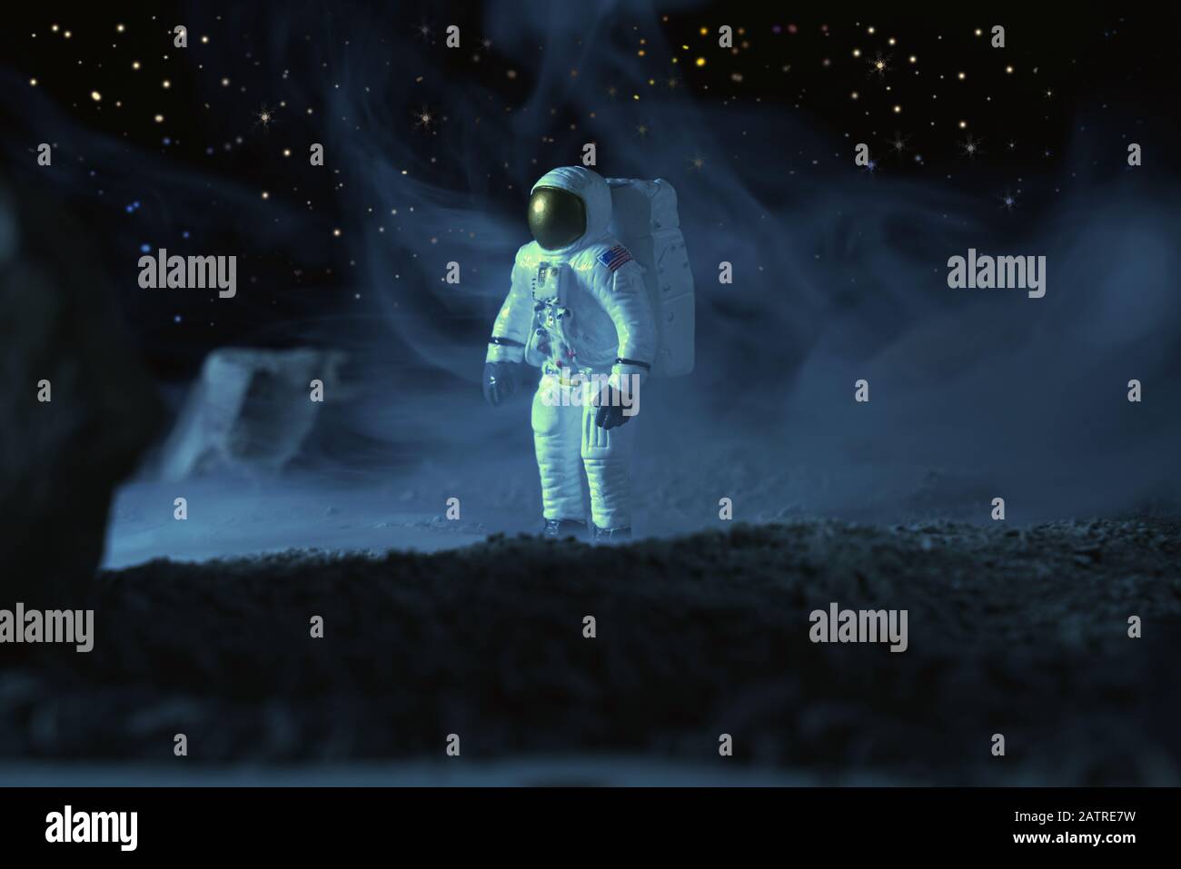 Montreal,Quebec,Canadá,Febrero 4,2020.Diorama de un astronauta en un nuevo planeta.Montreal,Quebec,Canadá.crédito:Mario Beauregard/Alamy News Foto de stock