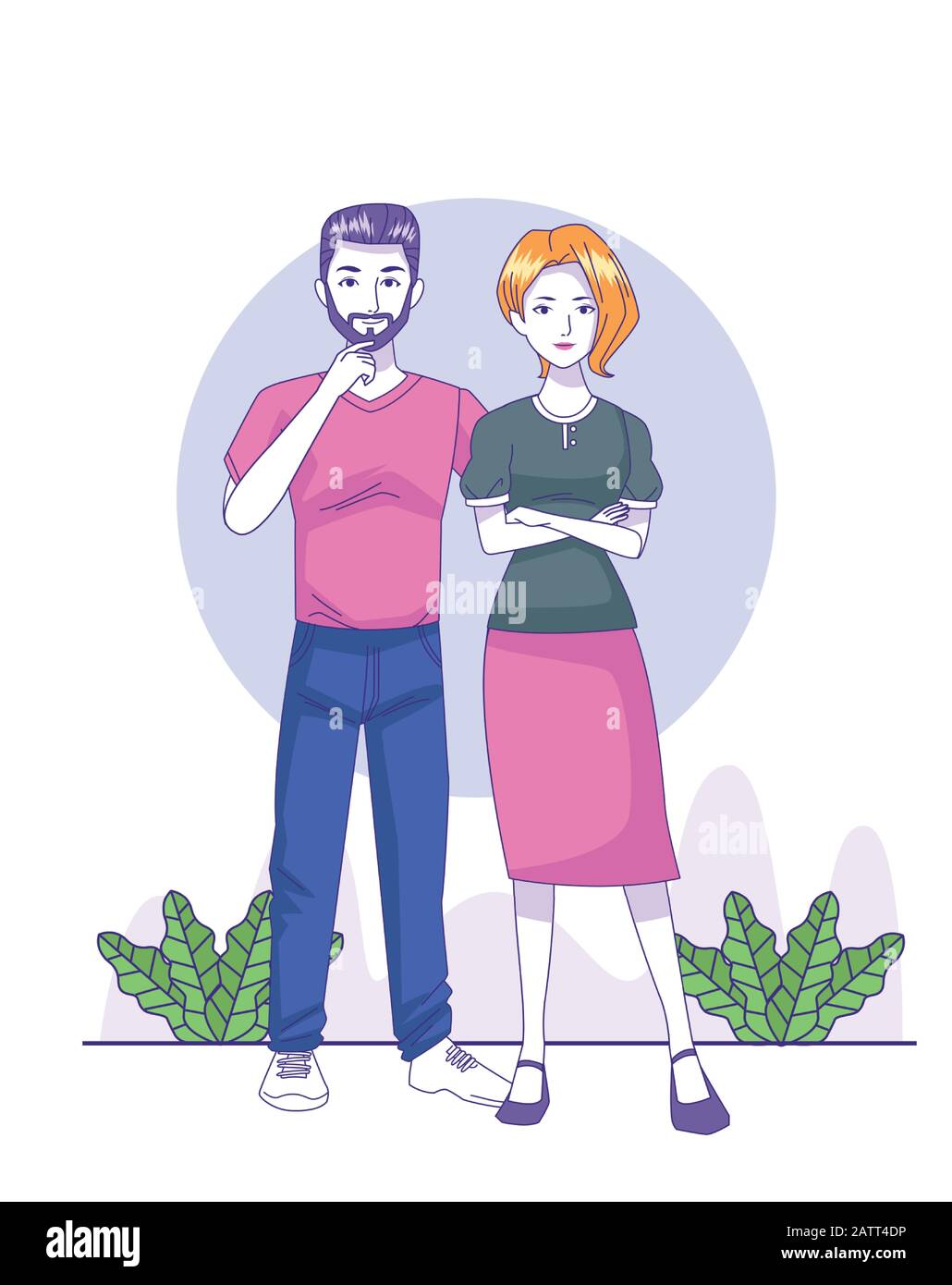 hombre y mujer de dibujos animados con ropa informal Imagen Vector de stock  - Alamy