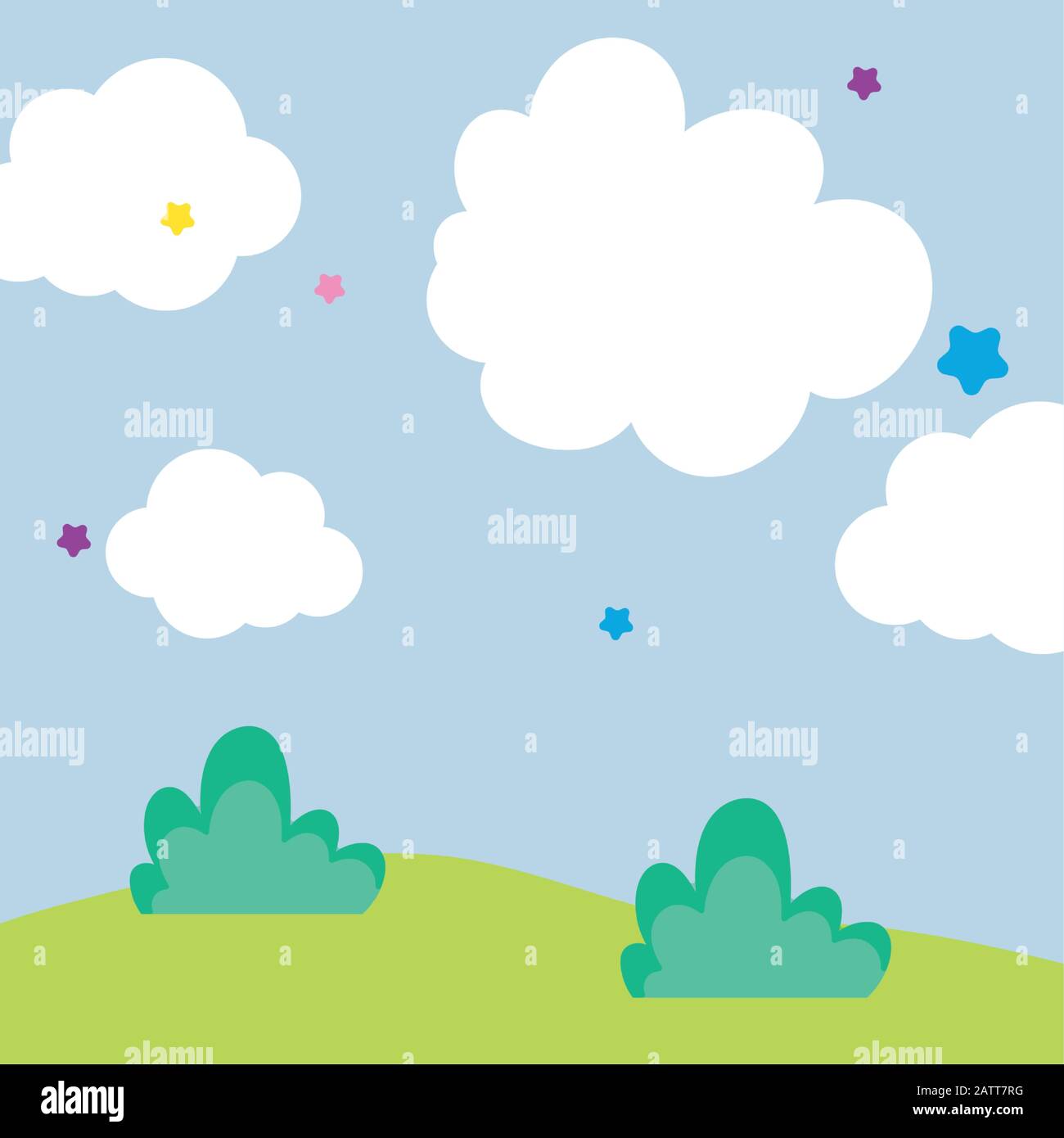 fondo paisaje nubes cielo prado estrellas dibujo animado vector ilustración  Imagen Vector de stock - Alamy