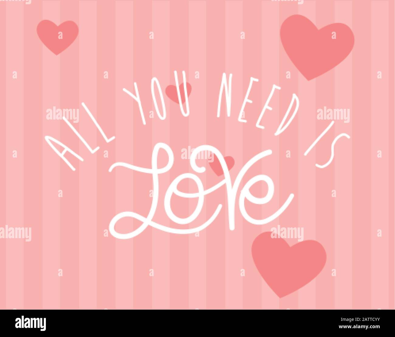Todo lo que necesitas es amor texto diseño de pasión romántico San Valentín boda decoración y matrimonio tema ilustración vectorial Ilustración del Vector