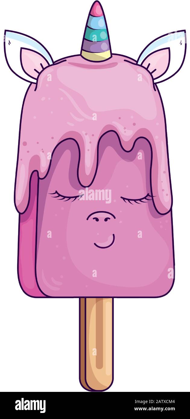 cute y delicioso helado de unicornio estilo kawaii Imagen Vector de stock -  Alamy