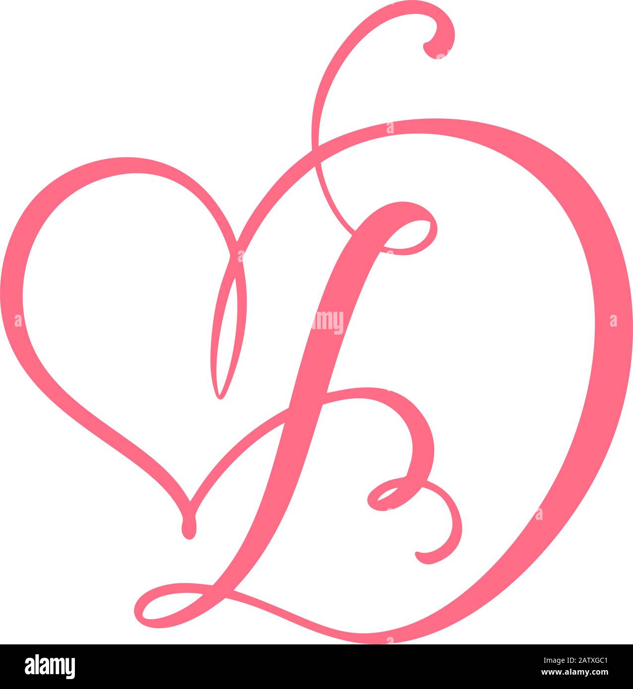 Vector Vintage floral monograma letra D. Calligraphy elemento corazón logotipo tarjeta de San Valentín florecer marco. Símbolo de amor dibujado a mano para decoración de página y. Ilustración del Vector