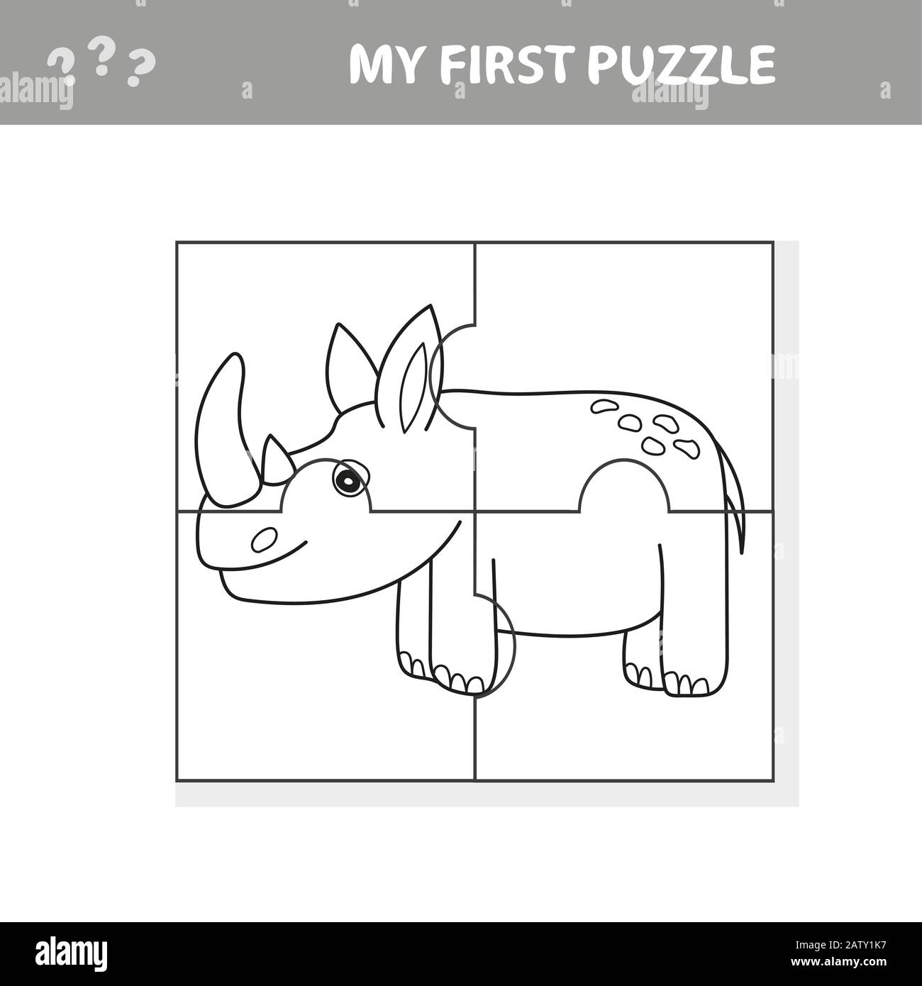 Dibujo animado Ilustración de la Educación Puzzle Juego para niños  Preescolares con Rhinino Funny o Rhinoceros Animal - mi primer rompecabezas  y libro para colorear Imagen Vector de stock - Alamy