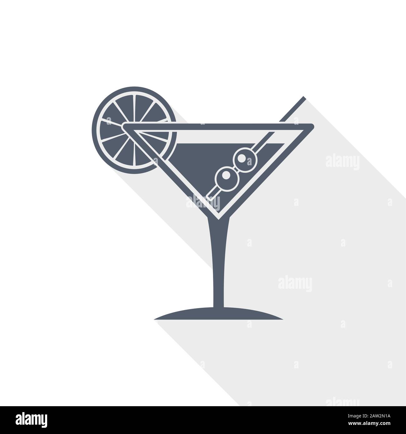 Bebida tropical, alcohol, bar, martini en vidrio plano ilustración de
