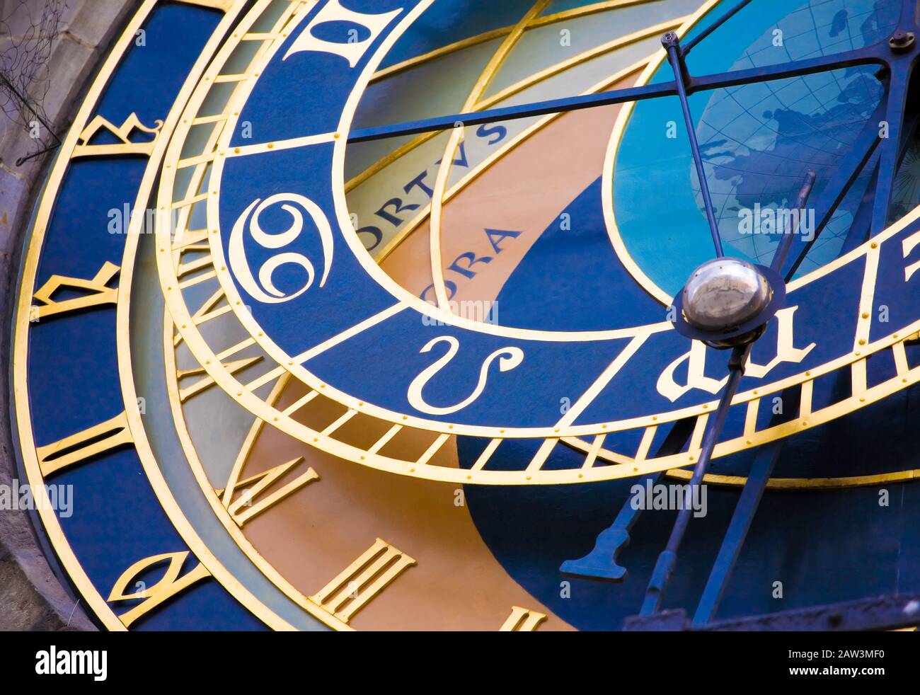 Detalle del reloj astronómico de Praga Foto de stock