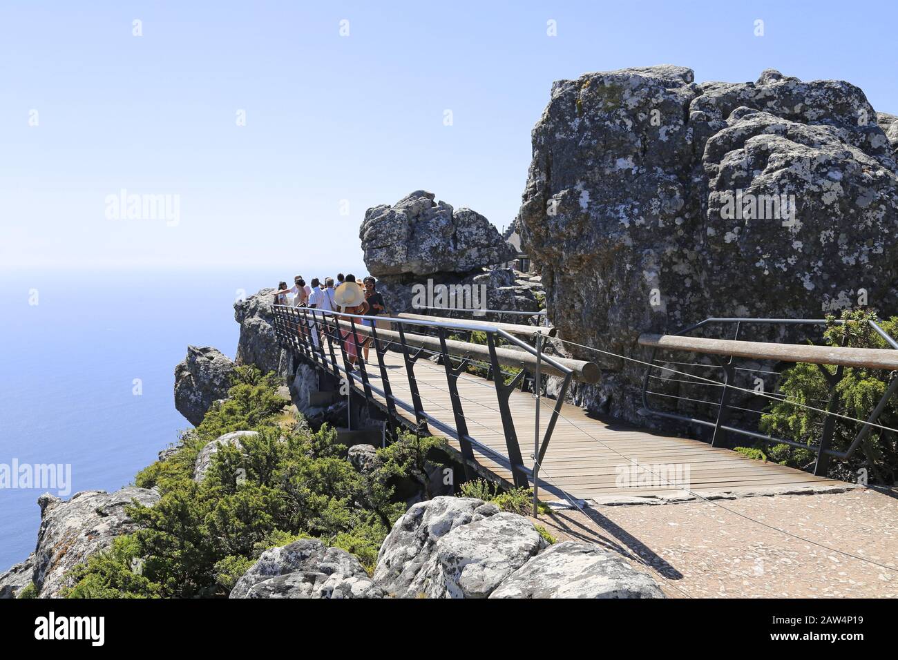 Paseo Por La Cima De Un Acantilado, Parque Nacional De La Montaña De La Mesa, Ciudad Del Cabo, Bahía De La Mesa, Provincia Del Cabo Occidental, Sudáfrica, África Foto de stock