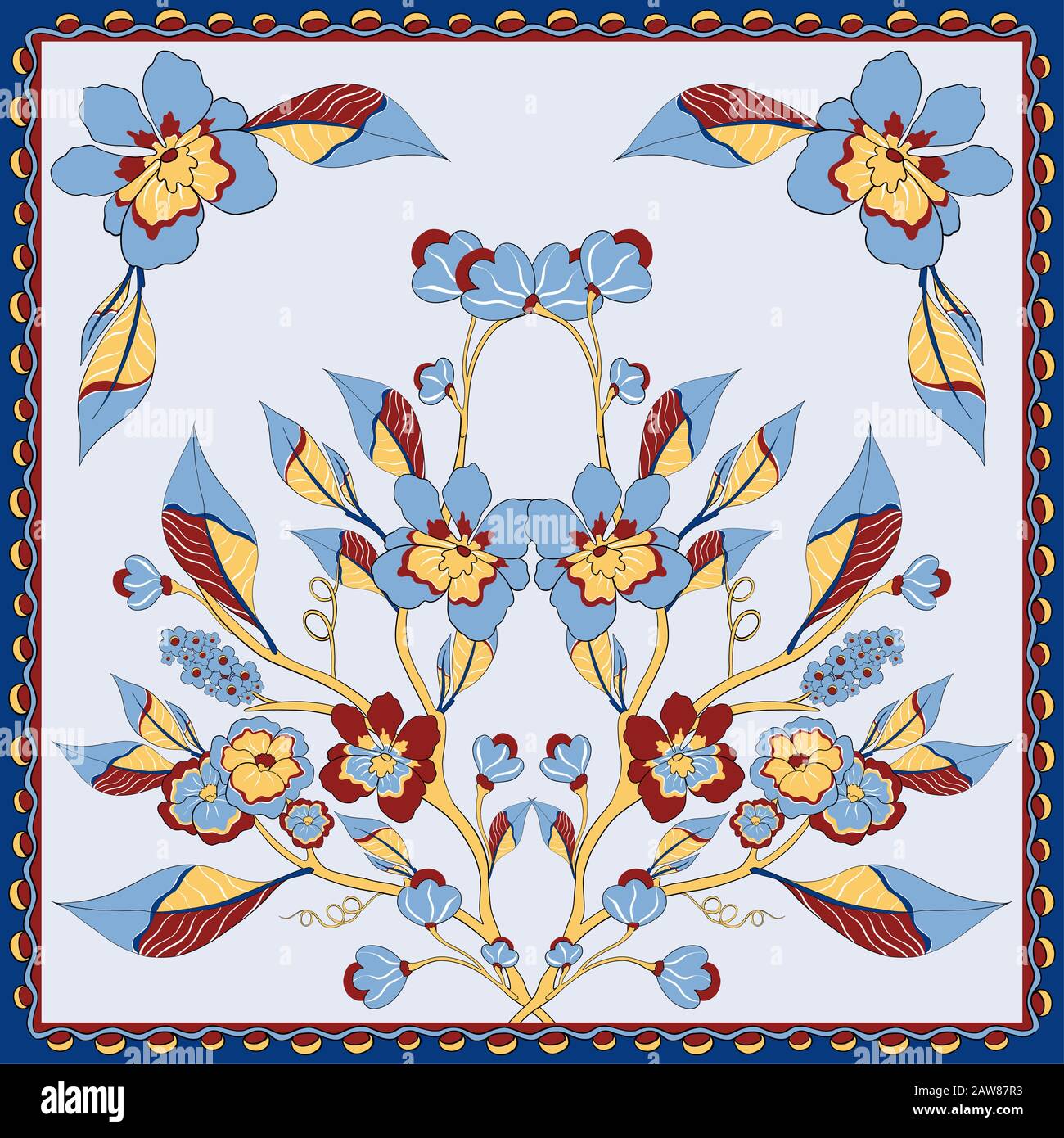 Estampado floral, se puede utilizar para mantón, decoración, tela. Ilustración del Vector