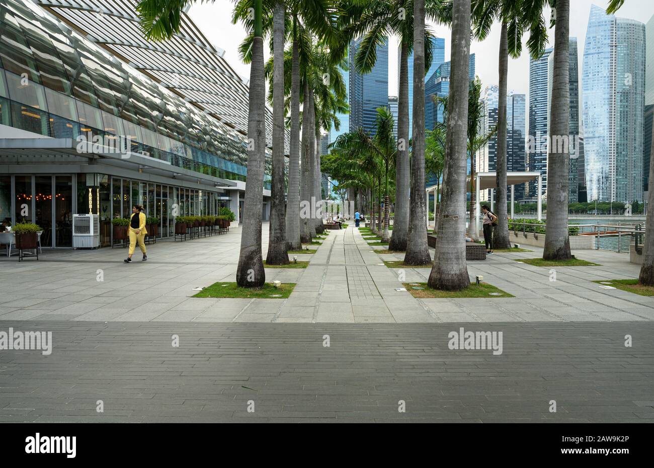 Singapur. Enero De 2020. Vistas al paseo marítimo de Marina Bay Foto de stock