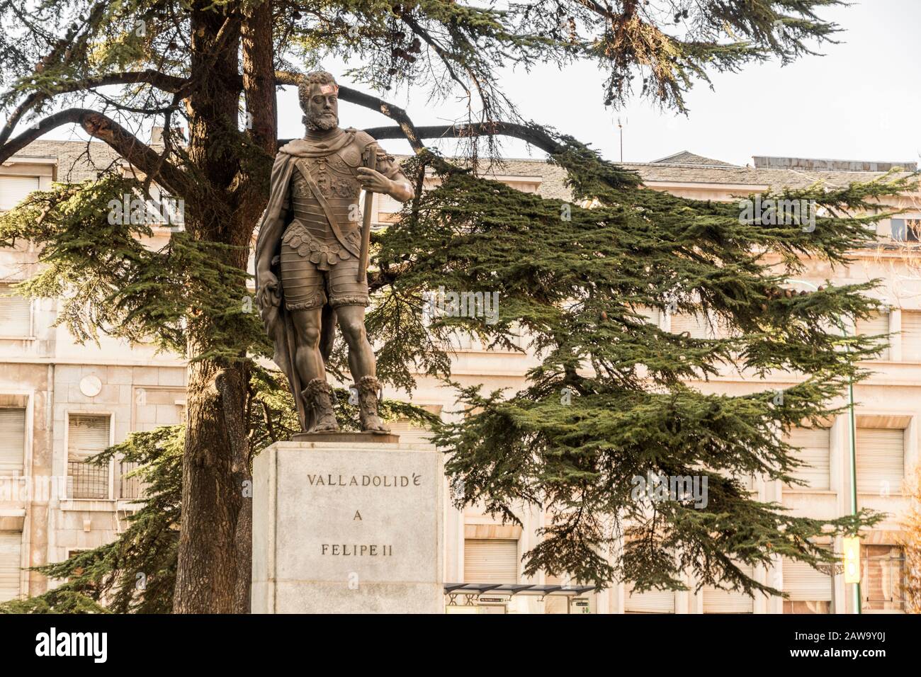 Valladolid, España. Monumento a Rey Felipe II de España (Rey Felipe II de España y Portugal) Foto de stock