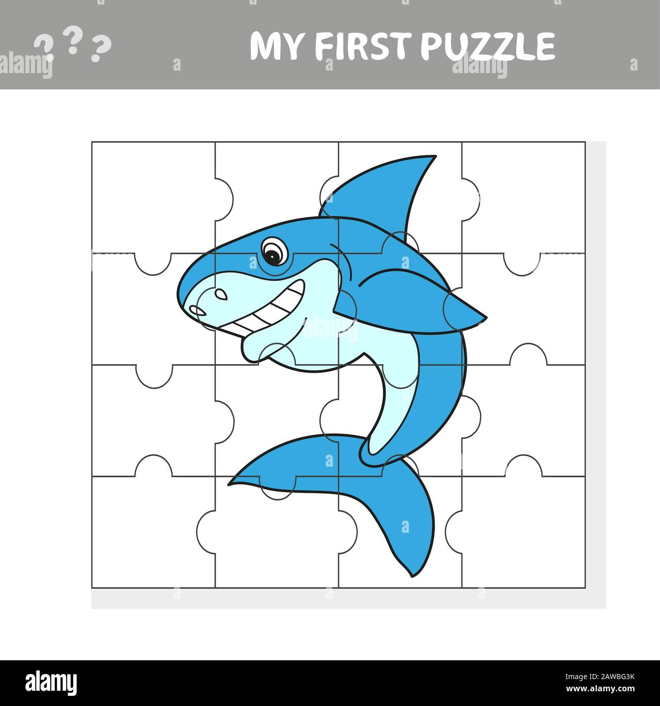 Dibujo De Vectores De Dibujos Animados Ilustración De La Educación Jigsaw  Puzzle Juego Para Niños Preescolares Con Peces De Tiburón Divertido  Personaje - Mi Primer Rompecabezas Imagen Vector de stock - Alamy