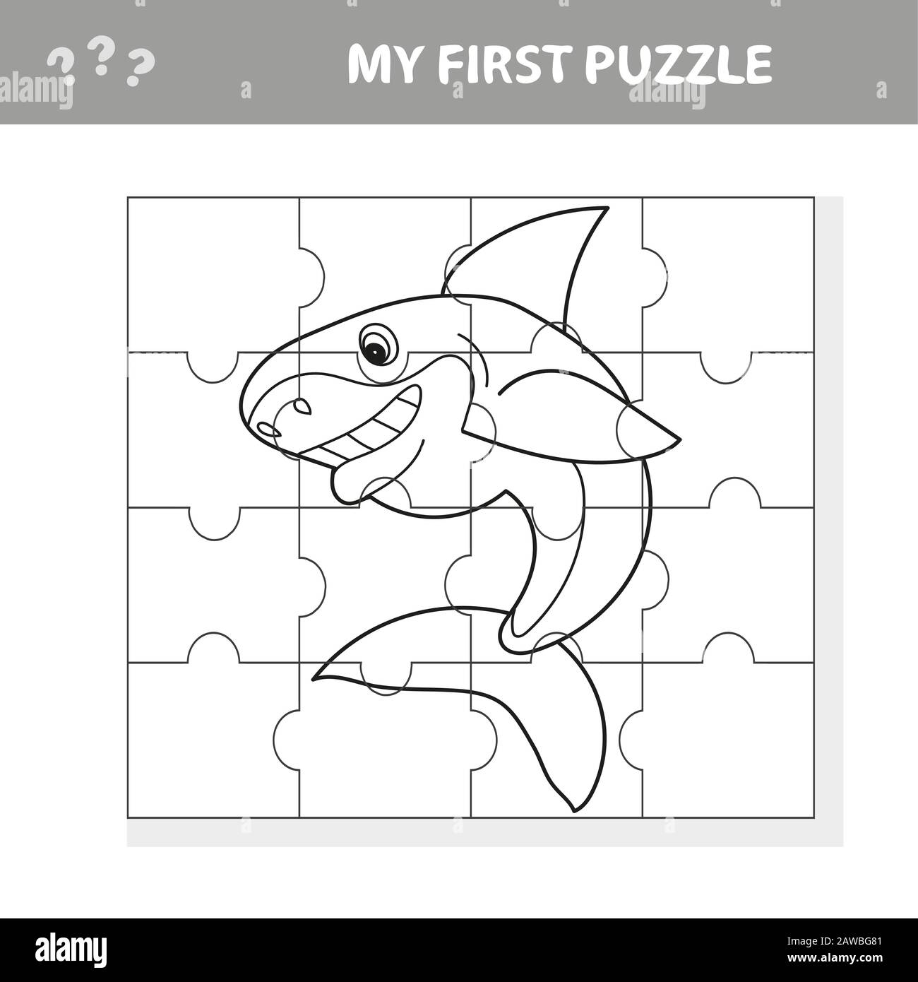 tortura escándalo Campo de minas Dibujo de vectores de dibujos animados Ilustración de la educación Jigsaw  Puzzle Juego para niños preescolares con peces de tiburón divertido - Mi  primer rompecabezas y libro de colores Imagen Vector de