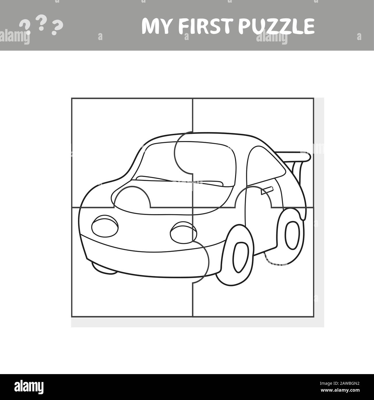 Ilustración de dibujos animados de Puzzle Juego para niños preescolares con  coche - Mi primer rompecabezas y libro para colorear Imagen Vector de stock  - Alamy