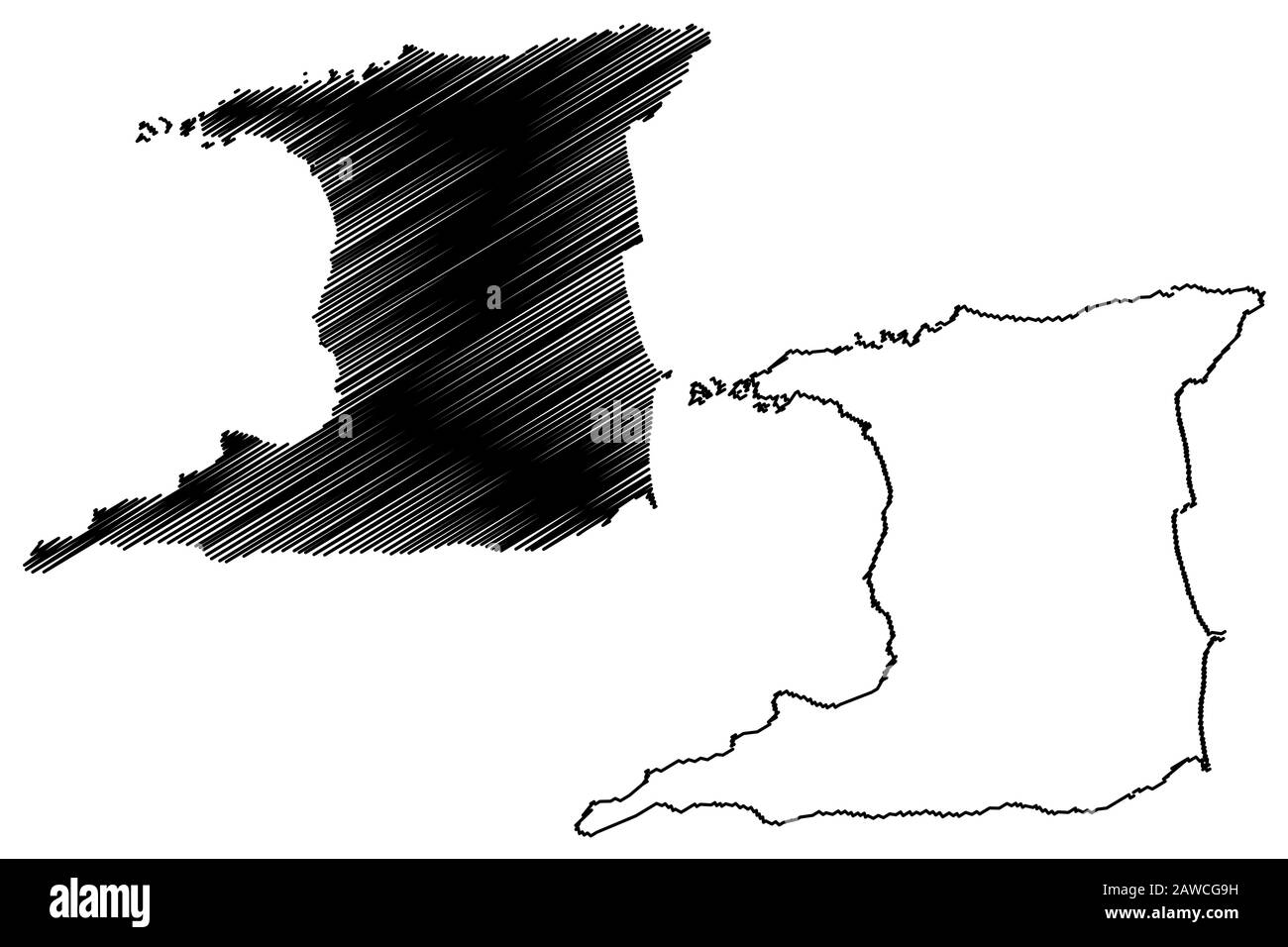 Isla Trinidad (República de Trinidad y Tobago) mapa de ilustración