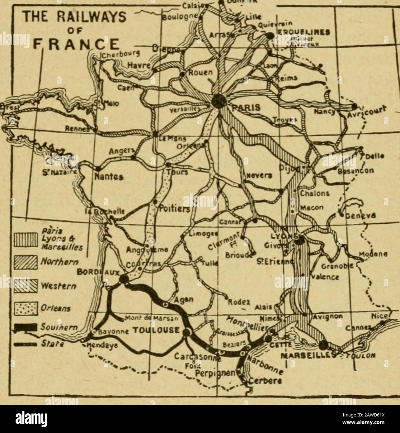 La geografía internacional . d en 12 horas; pasa por Dijon, Lyon, y  Tarascon, la junc-ción de Nimes, donde los trenes circulan en las líneas de  la Compañía Cette Sur, y justo