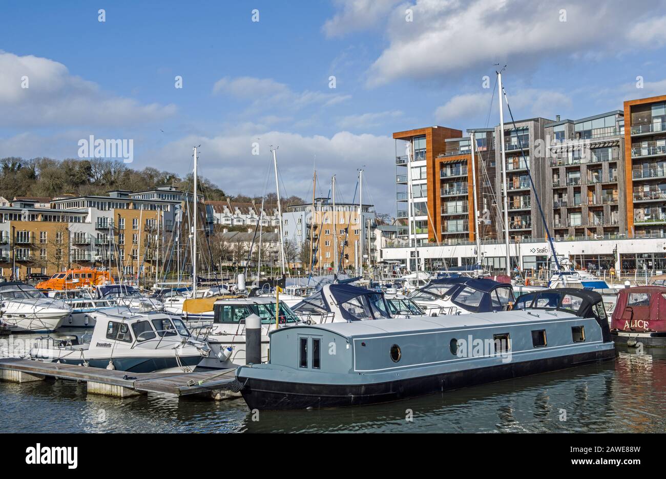 Portishead Marina en la costa del canal de Bristol cerca de Bristol