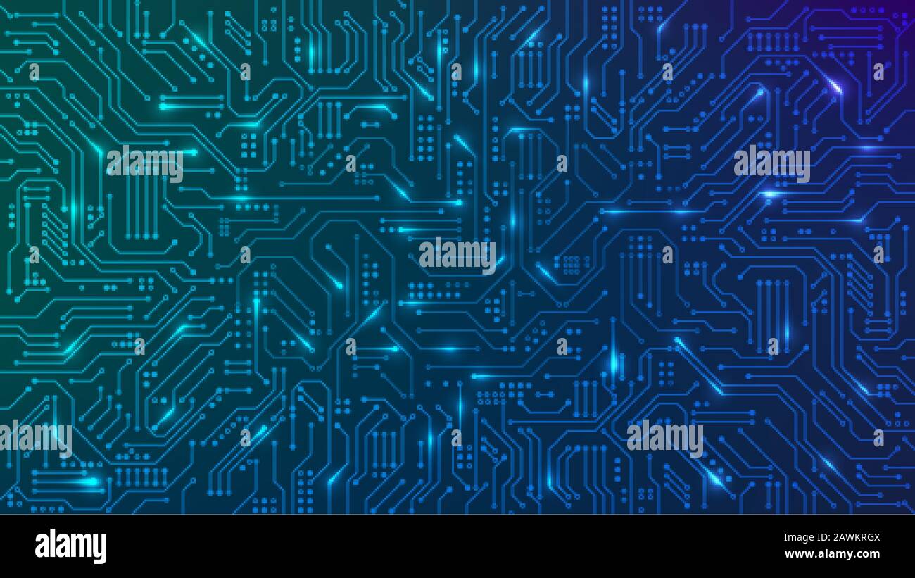 Placa de circuito futurista abstracta. Fondo azul de alta tecnología informática. Concepto de tecnología digital de alta tecnología. Ilustración vectorial Ilustración del Vector