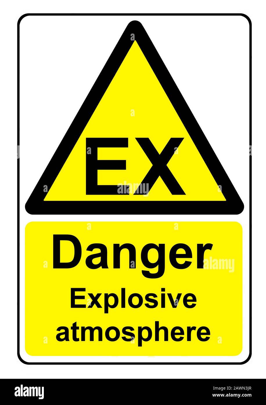 Peligro Atmósfera Explosiva señal de advertencia amarilla Foto de stock