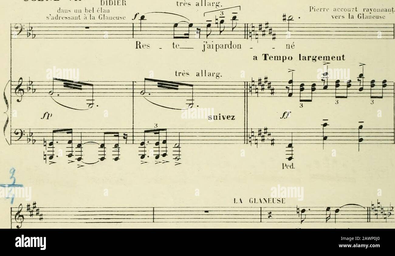 La glaneuse; pièce lyrique en trois actesPoème de Arthur Berede et Paul de Choudens . Escena VII daii* un bel ûhuisadifsaaiit à la Glaiicutu. J. très allarir. PitiTt accûtirt ravoiuant. GlaiieuîîC • vers la . JIEL Mon oiitautL al y Pf- RIT .M;nii( ! .M.imi - Lil é gg (?3 fe=e= 1 Jesús i=i = ?2i~, relleno de l.s joiini-5.> soiiltoiU-, ;iî(ri!.iiiilli Foto de stock