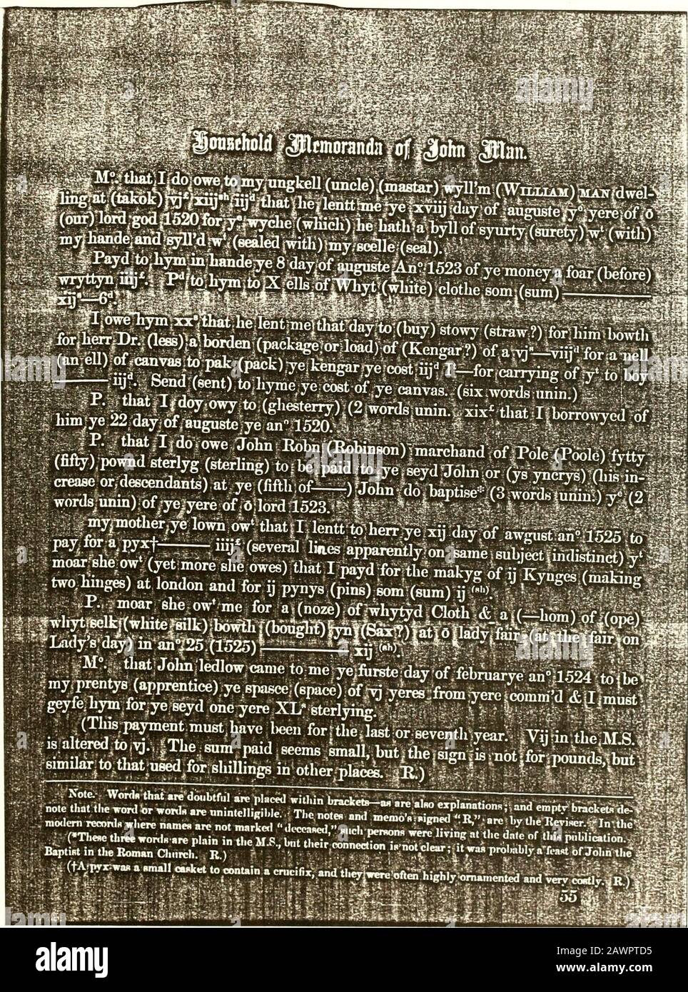 Registro de las familias Man, Needles (Nedels) y Hambleton...1495-1876 . . (Upon) cressnmspcxxv%el,(semanas):;./»;V -?- :A 4 • -: ? | Pd Jesús * 28|dayrofmowbr|k0l47j(1547)fbr alle manor;(modo) de Jesús | | | | ,TC - |cntries from* 1528 ; ods!macke;s6m(maldng|tlie;iram)i v«.; — virnpij Pd fbr/thbmasjbordj(bbarding)jye}_./ wekys.(weks)(| mas:|Xt mychelef. /dayfbr;xiij;vekysW ,>? • :/, - v1-.Ivr*-- •. U V- fc xiij jkti .,!..;? Shpw Foto de stock