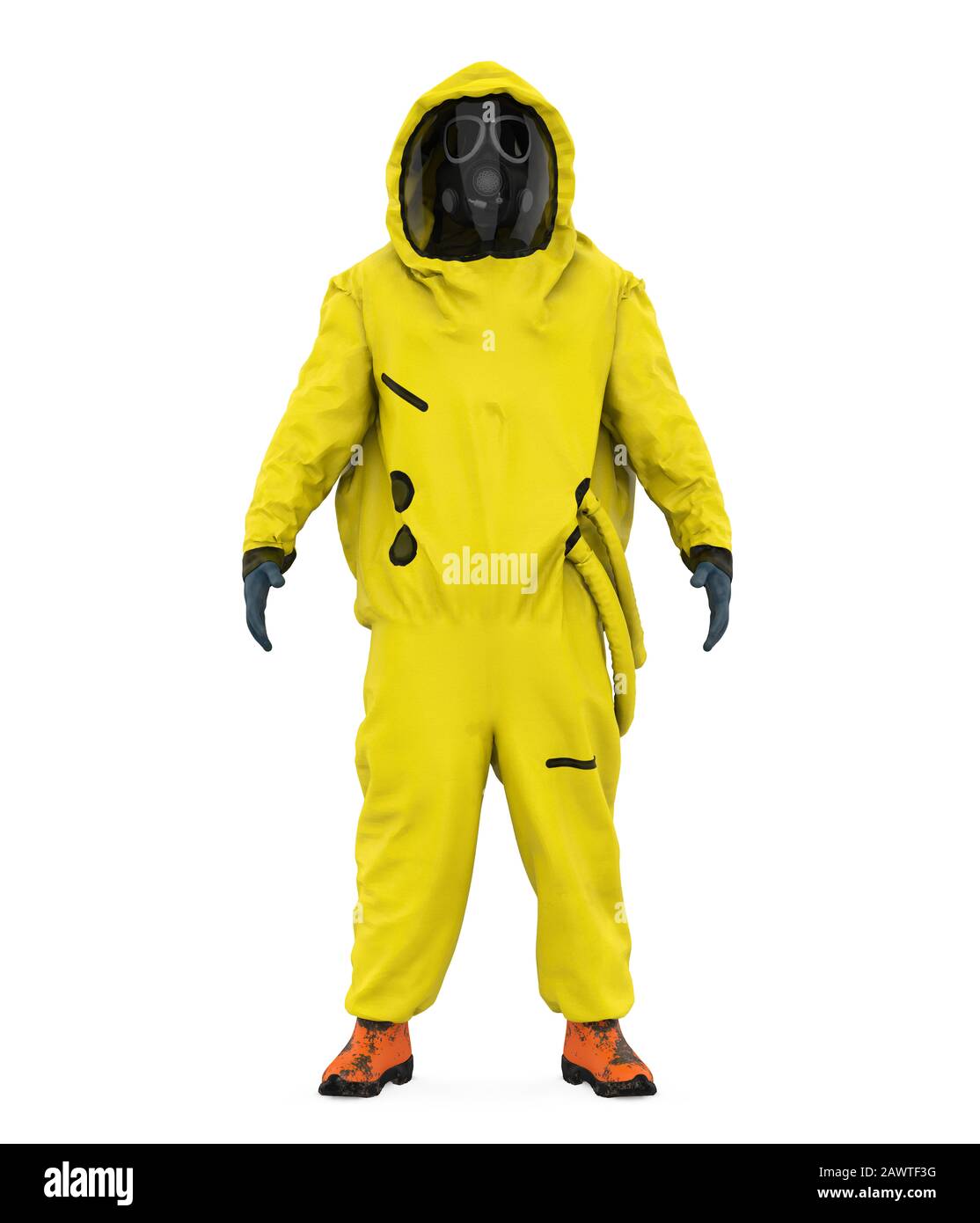 Traje amarillo de materiales peligrosos fotografías e imágenes de alta