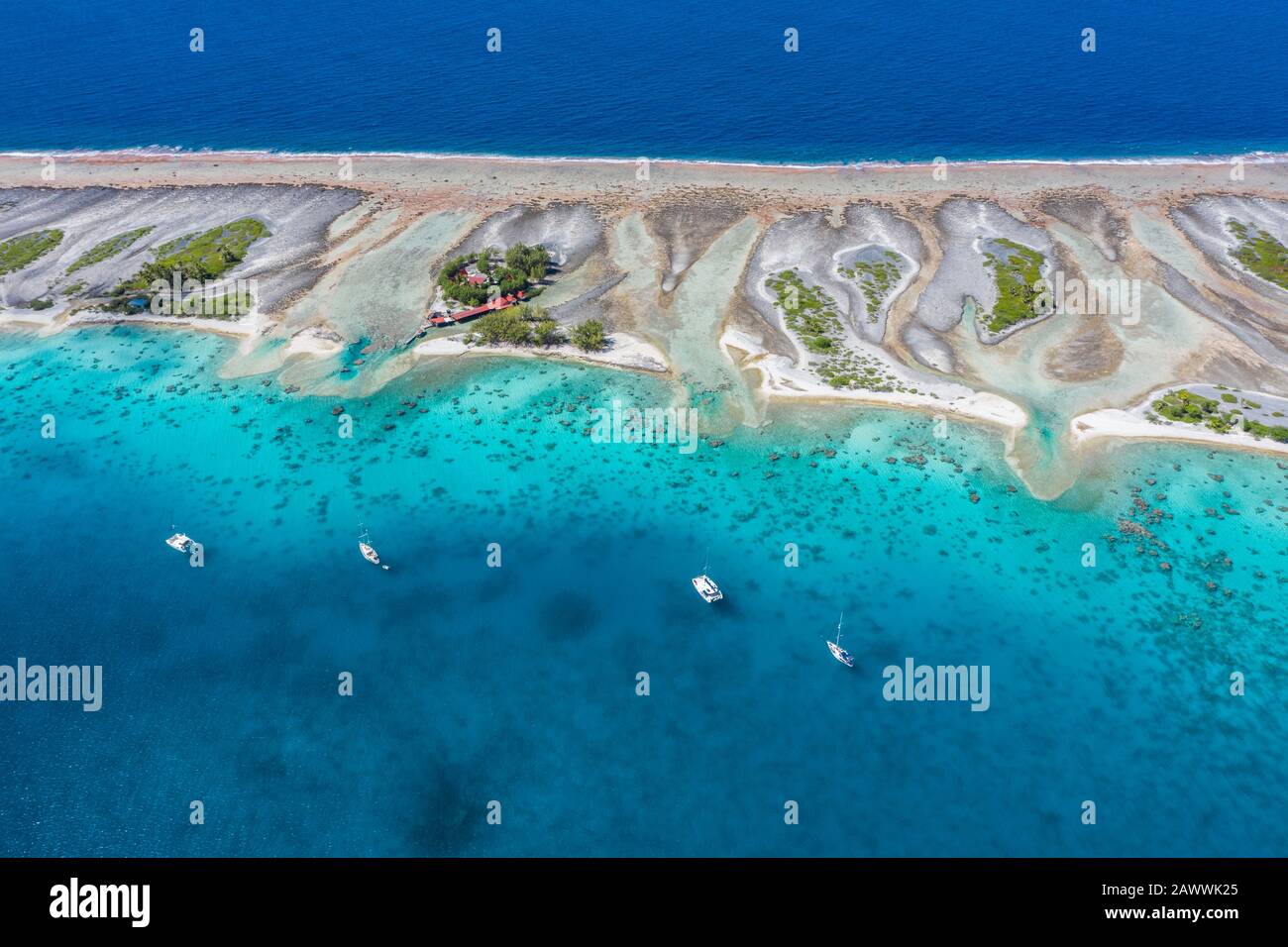 Puerto De Tetamanu Del Atolón De Fakarava, Tuamotu Archipel, Polinesia Francesa Foto de stock