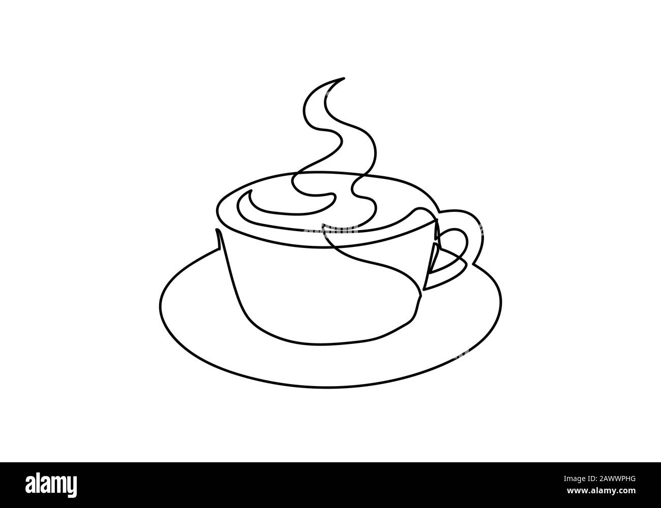 Taza De Café Pequeña - Imagen Lineal Vectorial Para Colorear. Taza: Un  Elemento Para Un Libro Para Colorear. Esquema De Dibujo A Mano.  Ilustraciones svg, vectoriales, clip art vectorizado libre de derechos.