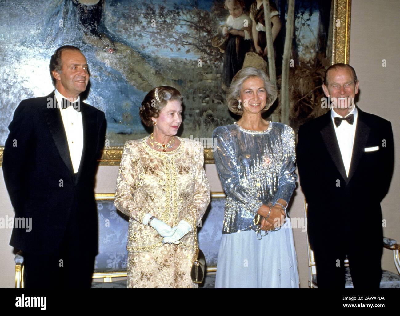 HM Juan Carlos, HM Queen Elizabeth II, HM Queen Sofia y HRH Prince