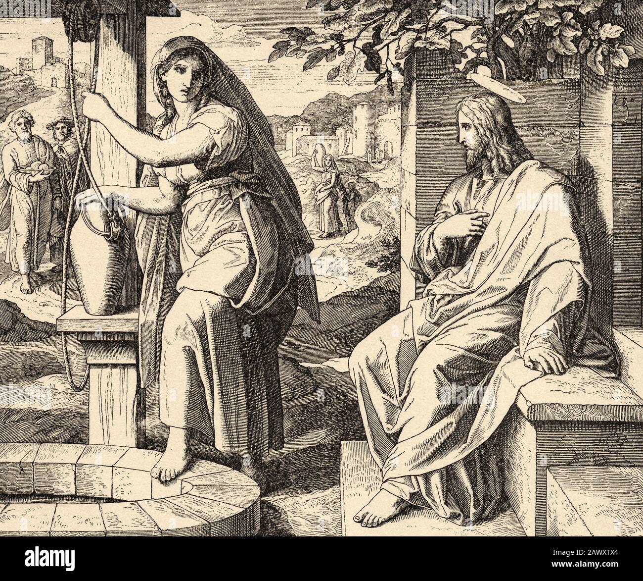 Jesús y la mujer samaritana. Nuestro Señor Jesús habla a la mujer samaritana y la convierte Jesús y la mujer samaritana. Nuestro Señor Jesús habla a la mujer samaritana y la convierte