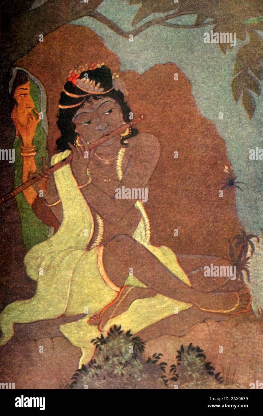 'Radha y Krishna', 1920. Radha y Krishna son las realidades femeninas y masculinas de Dios. Krishna encanta el mundo, Radha lo encanta incluso, el amor espiritual entre ellos es un tema celebrado en toda la India. De "Mitos de los hindúes &amp; Budistas", por la Hermana Nivedita y Ananda K. Coomaraswamy. [George G. Harrap &amp; Company Ltd, Londres, 1920] Foto de stock