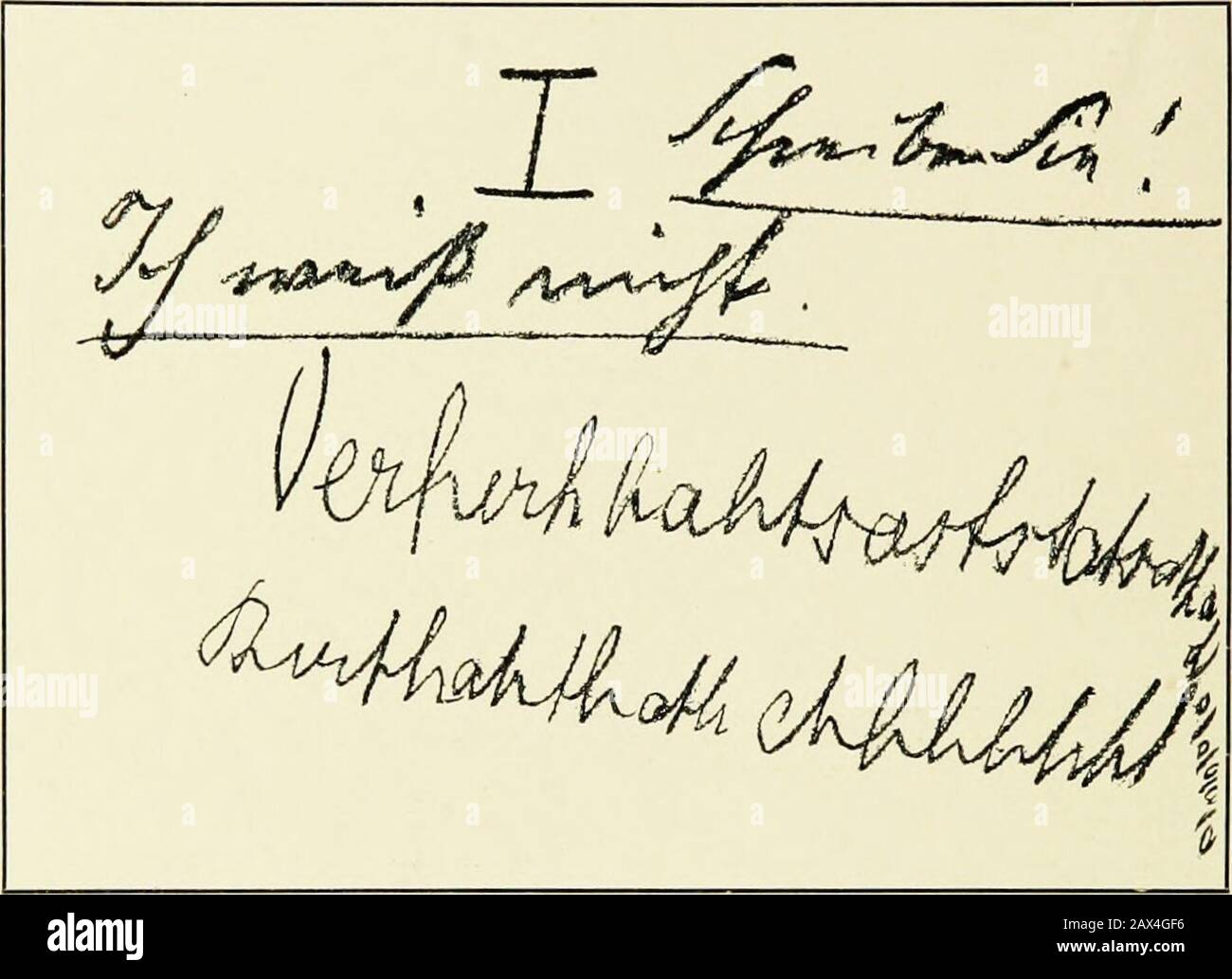 Die Schrift Bei Geisteskrankheiten Eine Atlas Mit 81 Handschriftproben Reaktionen Dar Auf Denmundlichen Und Schriftlichen Befehl Schreiben Sie Ich Weiss Nicht No A Besteht Aus Zwei Stauk Nach Unten Verlaufenden Zeilen Von