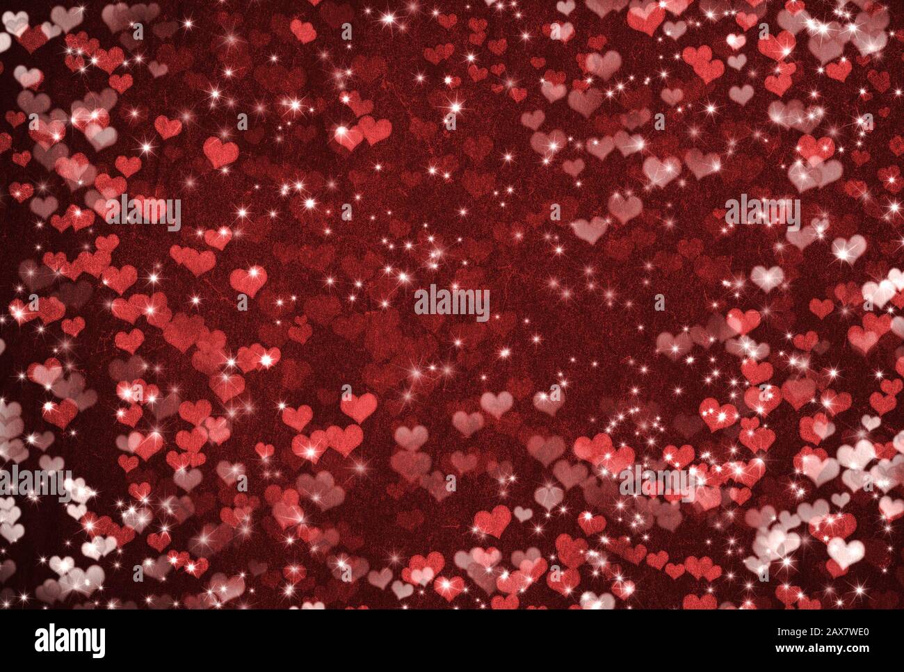 Día de San Valentín fondo con corazones y estrellas Foto de stock